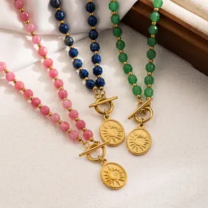 Beach sun gold necklace Pink thumbnail 2