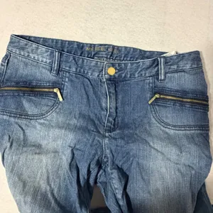 Michael Kors Womens Skinny Jeans Medium Wash Gold Zipper Detail Size 10 thumbnail 7