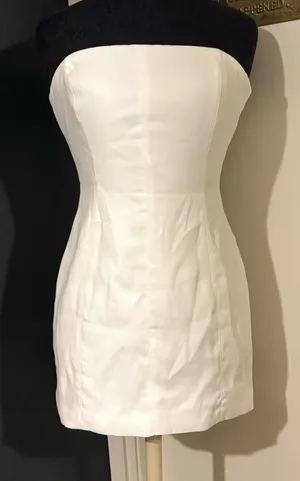💜 Meshki White Strapless Sheath Mini Dress 💚 thumbnail 1