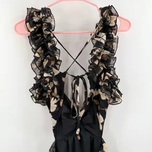 Petal & Pup Lucah Dress Size Large Frill Floral Maxi Wedding Formal Cocktail Blk thumbnail 10