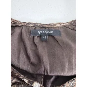 Greenpoint Brown Animal Print Metallic Lurex Smocked Midi Dress 42 XL‎ thumbnail 4