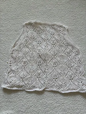 VTG Crochet Lace Tie-Front Vest Cardigan – Cream Coquette Coastal Boho Indie 70 thumbnail 6