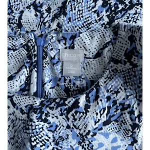 Chico's Blue Veil Snake Print Smocked Puff Sleeve Midi Dress W/ Pockets Size 0 thumbnail 13