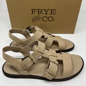 NWT FRYE AND CO Dublyn Sandals‎ Women 7.5 Taupe Gladiator Buckle FO10211 NIB New thumbnail 2
