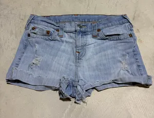 True religion boyfriend Light Blue Denim cutoff Shorts 30 thumbnail 1