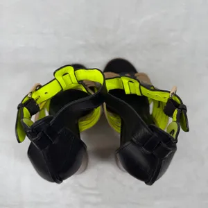 Coach Black Tan Neon‎ Woven Leather Block Heel Sandals Buckle Ankle Strap 7 thumbnail 9