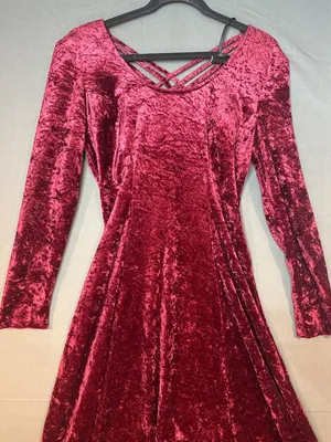 Vintage 90s Fashion Bug Size 10 Burgundy Crushed Velvet Maxi Dress Goth Holiday thumbnail 2