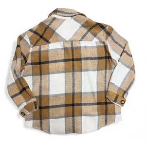 Women's Tan Flannel Plaid Shacket Jacket size Medium thumbnail 9