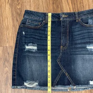 Wax Jean Denim Distressed Mini Skirt Size Large thumbnail 9