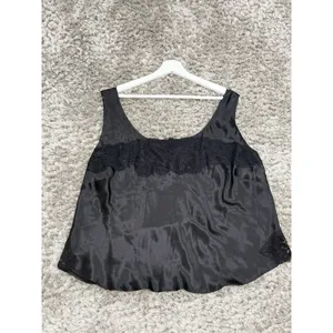 Y2K Jones New York Silk Cami Top Lace Trim Black Whimsigoth Plus Size 22W NWT thumbnail 2