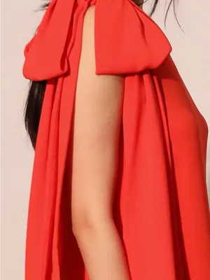 Tyche One-Shoulder Coral Orange Maxi Dress thumbnail 4