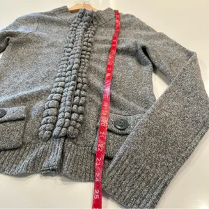 Anthropologie Moth Floating Sparks‎ Ruffle Front Wool Knit Cardigan Sweater M thumbnail 7