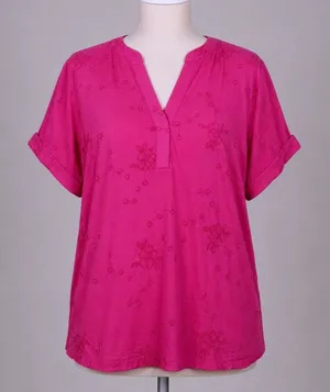 Fred David Magenta Pink Floral Embroidered Shirt Blouse XL Cottagecore Prairie‎ thumbnail 1