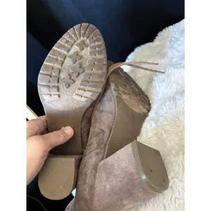 Madden Girl Torch Taupe Faux Suede Lace Up Block Heel Ankle Boots Size 11M thumbnail 3