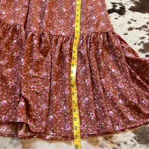 WAYF Burnt‎ Orange Floral Keyhole Tiered Midi Dress Size Small NWOT thumbnail 9