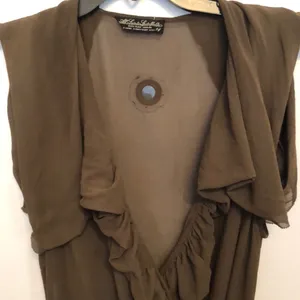 AllSaints Spitalfields olive silk crepe wrap dress thumbnail 4