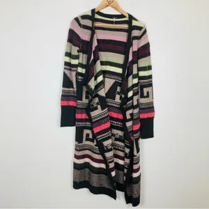 Free People Rolla Costa open sweater duster cardigan with southwestern motif. M thumbnail 2