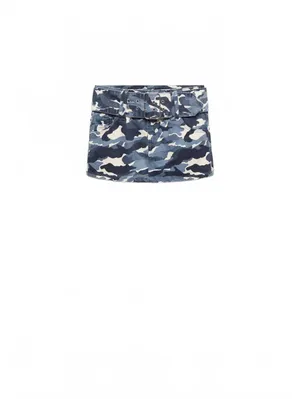 Mango Camouflage Mini-Skirt with Belt NWT Lindsay Blue Size 8 / EUR 40 thumbnail 5