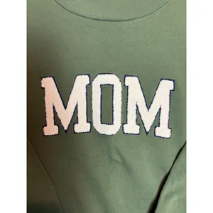 Anthropologie oversized Green MOM Chenille Patch Mock Neck Sweatshirt XS fits M thumbnail 3
