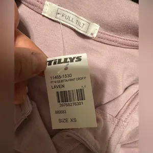 Tilly’s FULL TILT Button Front Womens Lavender Crop Polo Shirt NWT size XS thumbnail 6
