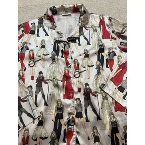 Taylor Swift Pajama Shirt Size M Multicolored AOP Red Taylor's Version Eras thumbnail 15