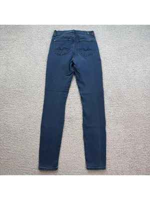 7 For All Mankind Gwenivere Skinny Jeans Womens 24 Blue Stretch Denim Low Rise thumbnail 2