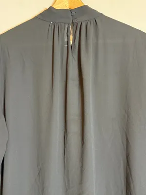 J. Crew Long-Sleeve Shirred Mockneck Top Blouse Women's XL Black Career Preppy thumbnail 11