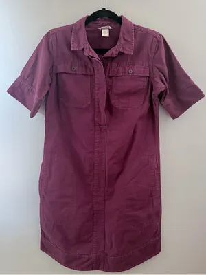 Duluth Trading Co Short-Sleeve Shirt Dress in Plum thumbnail 1