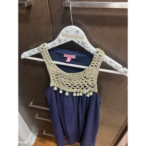 Lilly Pulitzer Rachelle Navy Gold Crochet Swing Mini Dress Womens‎ XXS thumbnail 2