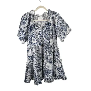 Hyacinth House Tuckernuck Thea Floral MinI Dress Tiered 100% Cotton Women Medium thumbnail 2