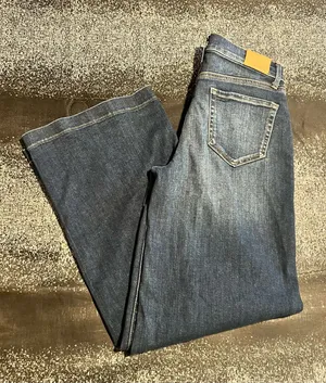 Womens 28" Evereve Front Seam High Waisted Wide Leg Jeans-Dark Wash thumbnail 1