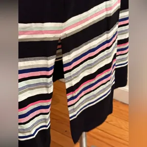 White House Black Market strapless Black Multi Color Stripes Slits Both Side SZ thumbnail 8