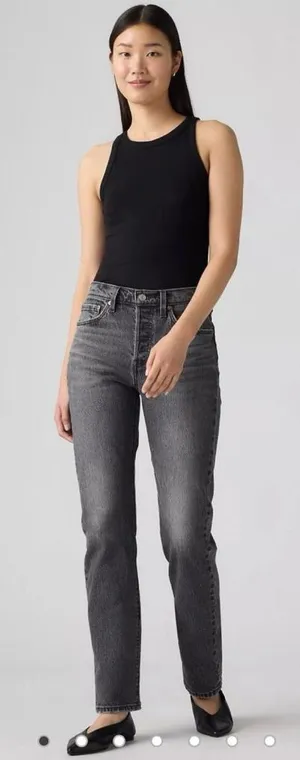 Levi's Black 501 high-rise straight-leg denim jeans thumbnail 1