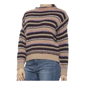 Elsamanda Striped Alpaca Wool Blend Sweater Womens Large Brown Multi Knit Italy‎ thumbnail 2