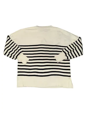 Black Ivory Striped Breton Knit Sweater Women’s M Oversized Crewneck thumbnail 2