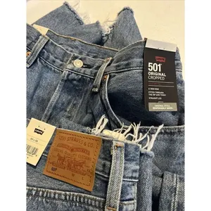 Levi's Premium 501 Original Cropped Women's Sz 30x26 Button Fly Distressed Jeans thumbnail 8