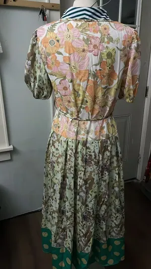 Women's Sexy Short Puff Sleeve Lapel V Neck Button Printed Colorblock Bodycon Cocktail Party Holiday Dress thumbnail 8
