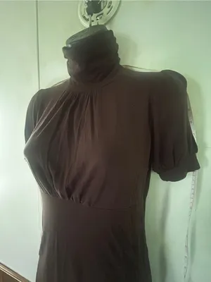 Vintage one clothing Chocolate Brown Turtleneck Short Sleeve Top thumbnail 8