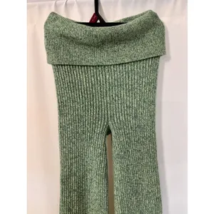 Aerie women’s XS Ribbed Knit High Waisted Flare Pants Green stretch foldover boh thumbnail 11
