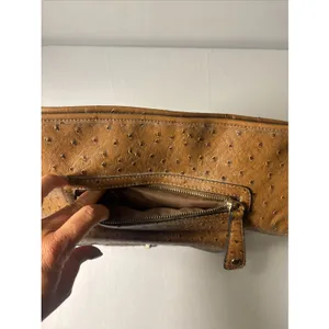 Bueno‎ Faux Ostrich Leather Shoulder Bag Cognac Satchel Purse Crossbody thumbnail 5