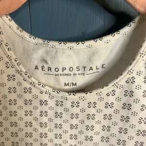 Aeropostale White & Black Patterned Crop Tank Top | Medium thumbnail 2