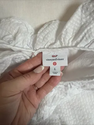 Vineyard Vines Target Nautical White Seersucker Ruffle Sundress size Lg thumbnail 2