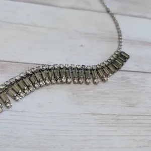 Vintage Necklace Art Deco Style - Very Light Green-ish & Clear Gems thumbnail 5