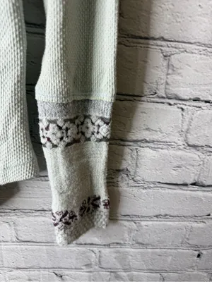 NWT Free People Sage Green Thermal Long Sleeve with Embroidered Cuffs large thumbnail 6