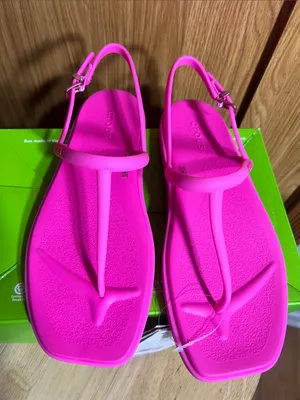 CROCS Women’s Hot Pink T-Strap Slingback Sandals thumbnail 1