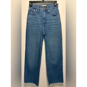 Madewell The Perfect Vintage Wide-Leg Crop Jean Medium Wash Raw Hem SZ 23 TALL thumbnail 2