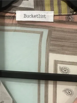 Lg BUCKETLIST Patchwork Print Long Sleeve Blouse in Olive, Pink and Cream thumbnail 4