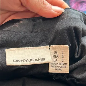 DKNY Jeans Black Fabric Floral Silk Satin Halter Dress Backless Dress Size Large thumbnail 2