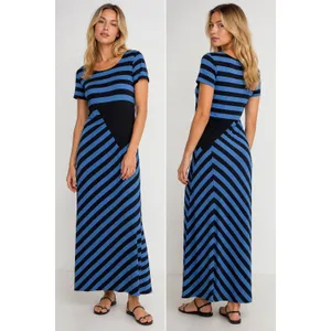 Anthropologie Moth Striped Maxi Dress Y2K 90s Coastal Cool Girl Stretch Nautical thumbnail 2