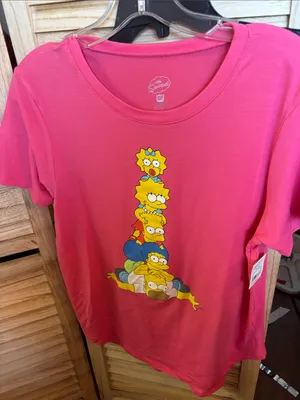 Pink Simpsons Family Graphic Tee Junior Medium NWT thumbnail 1